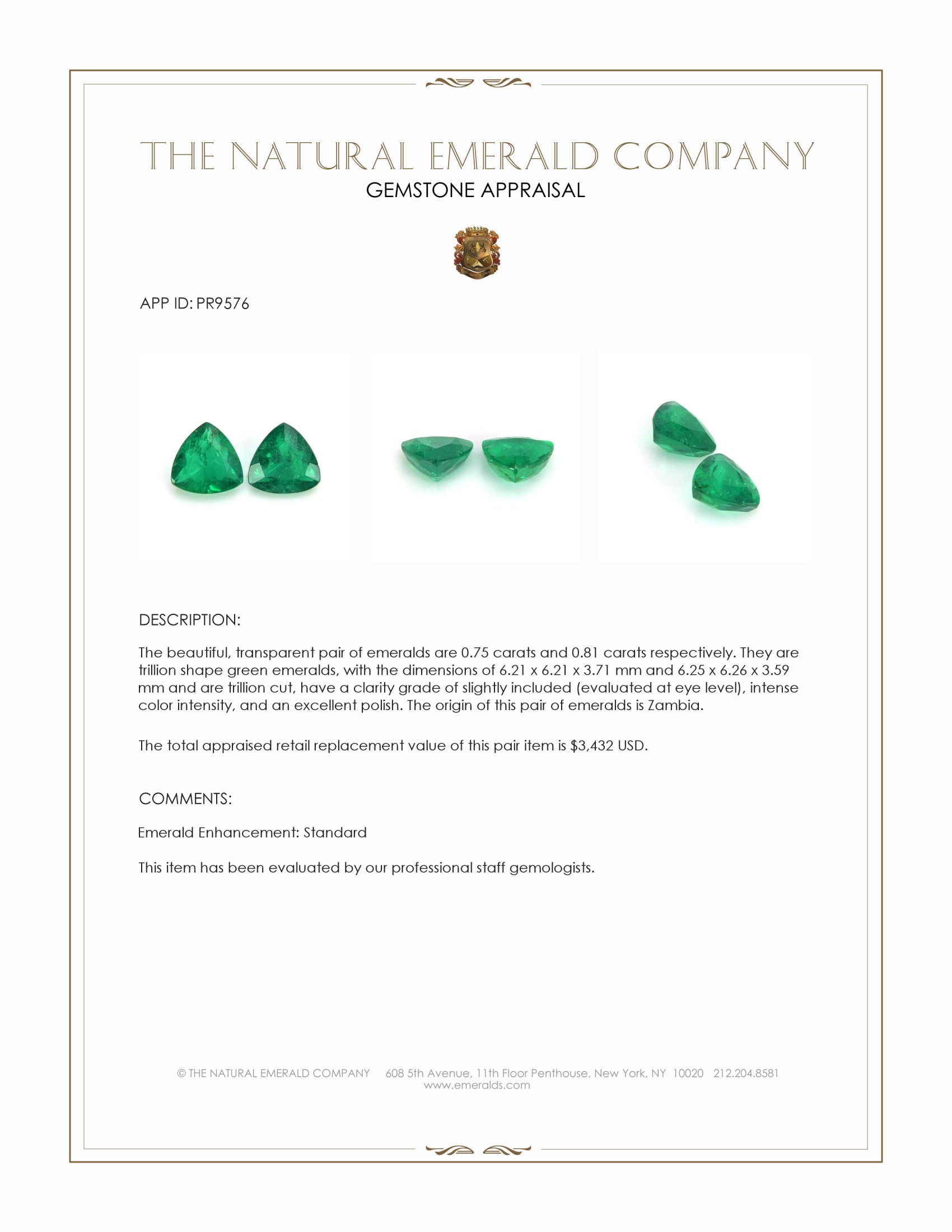 1.56 Ct.Tw. Emerald Pair from Zambia