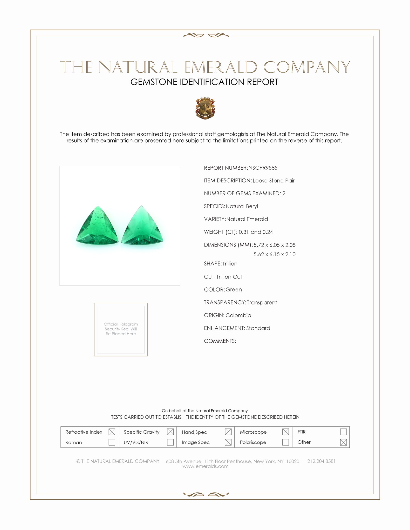 0.55 Ct.Tw. Emerald Pair from Colombia