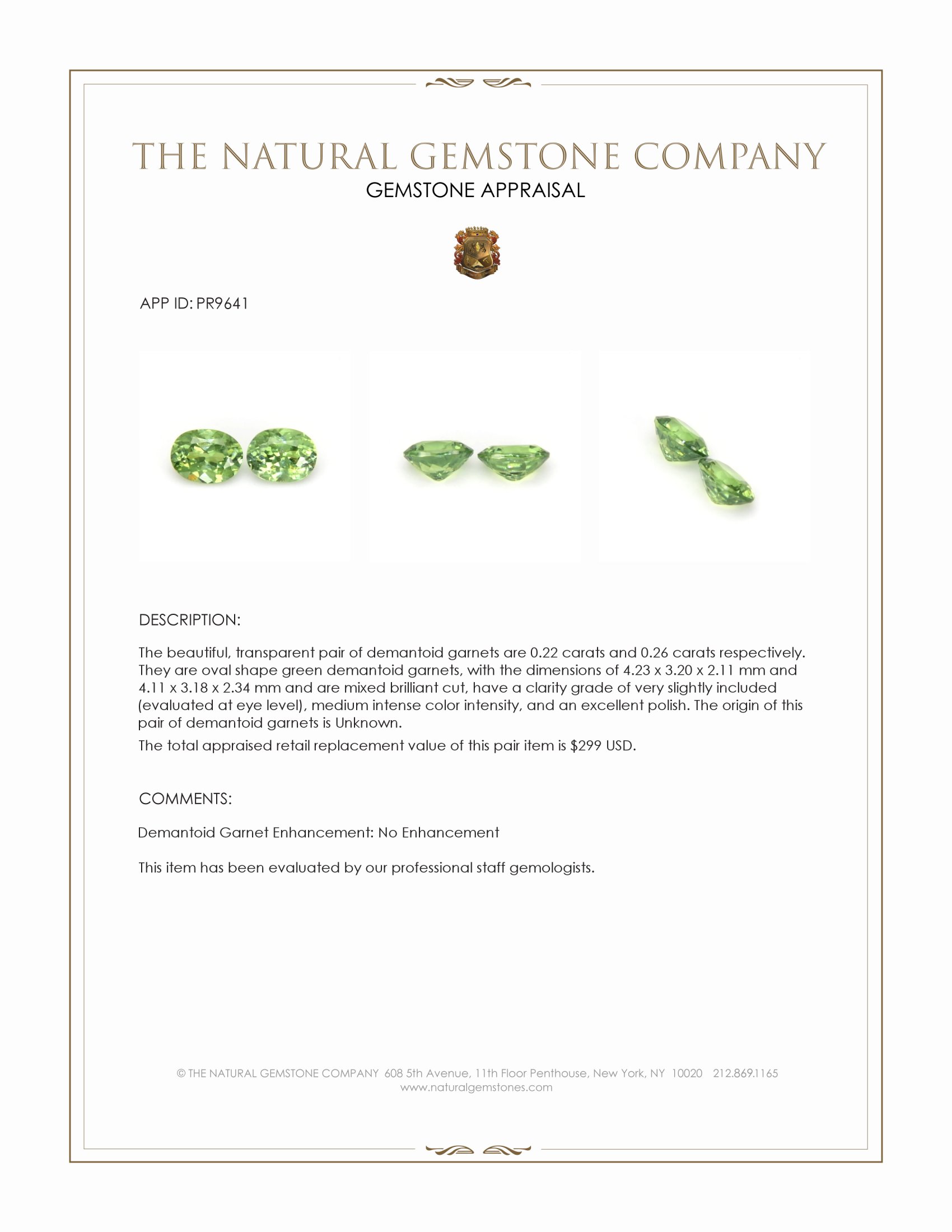 0.48 Ct.Tw. Green Demantoid Garnet Pair from Madagascar