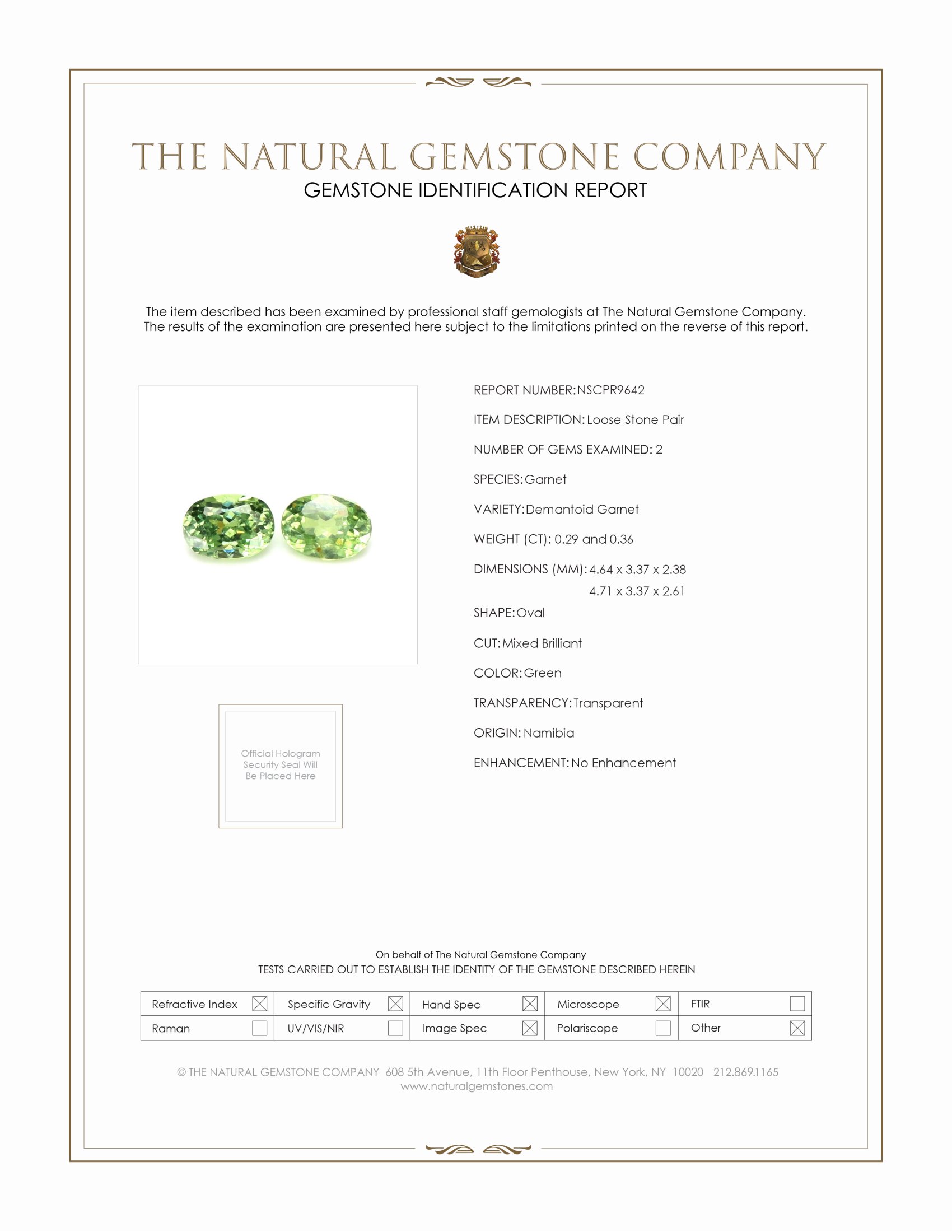 0.65 Ct.Tw. Green Demantoid Garnet Pair from Namibia