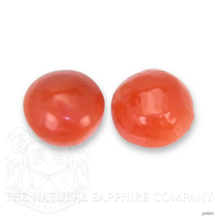 0.31 Ct.Tw. Cabochon Coral Pair from Italy