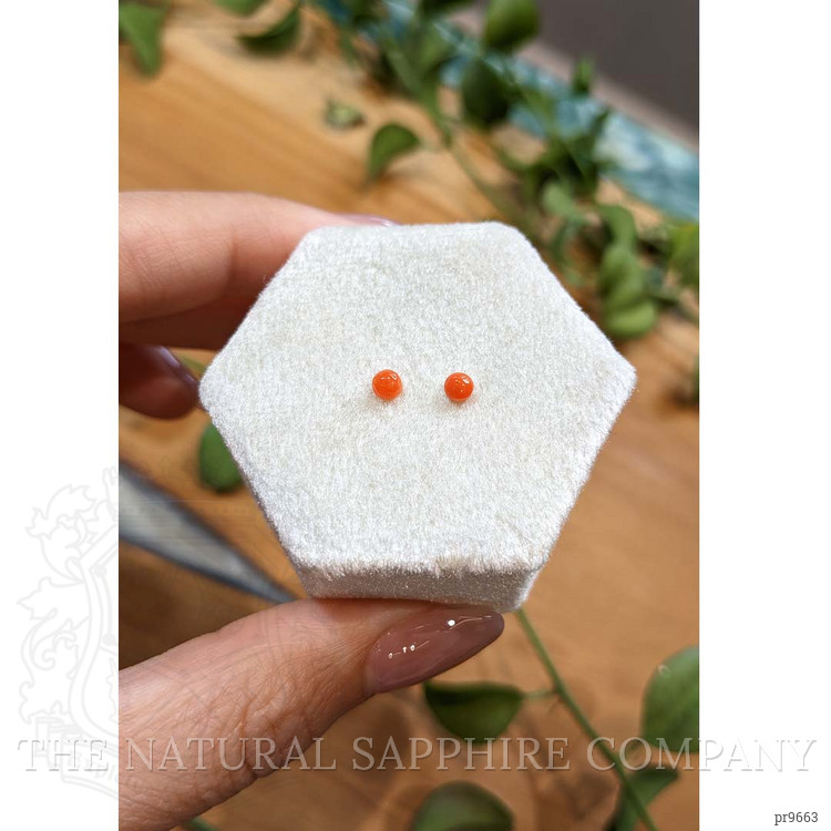 0.31 Ct.Tw. Cabochon Coral Pair from Italy