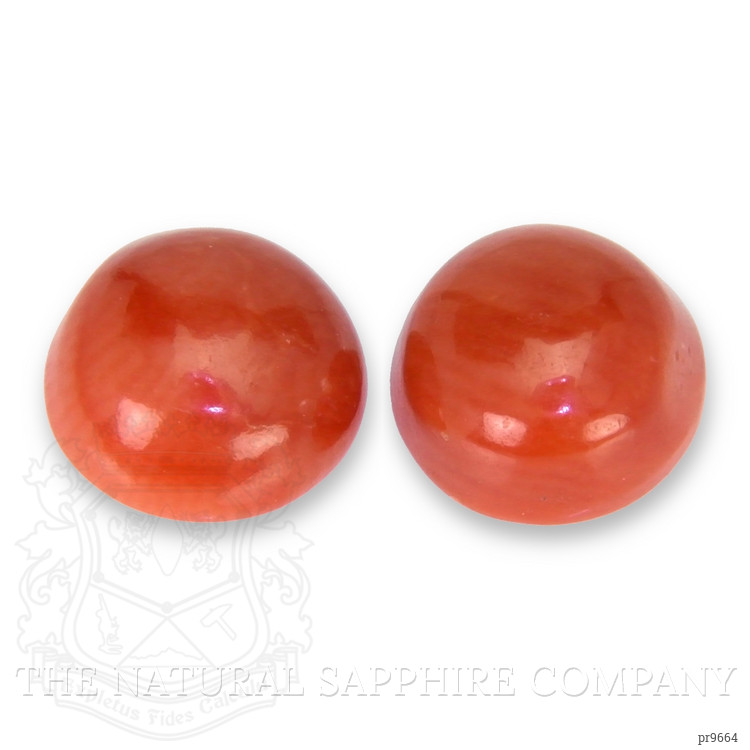 1.50 Ct.Tw. Cabochon Coral Pair from Italy