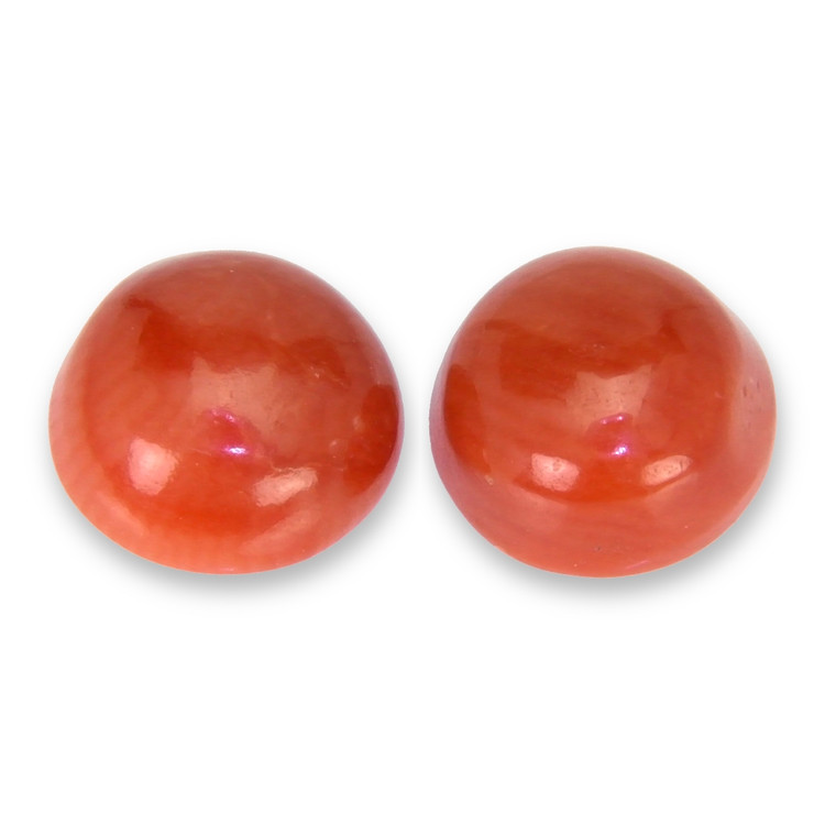 1.50 Ct.Tw. Cabochon Coral Pair from Italy