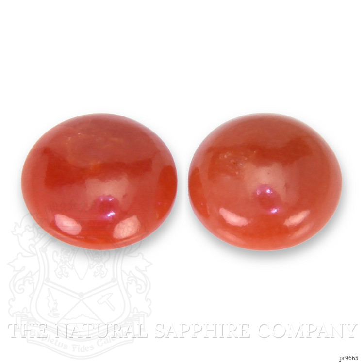 1.10 Ct.Tw. Cabochon Coral Pair from Italy