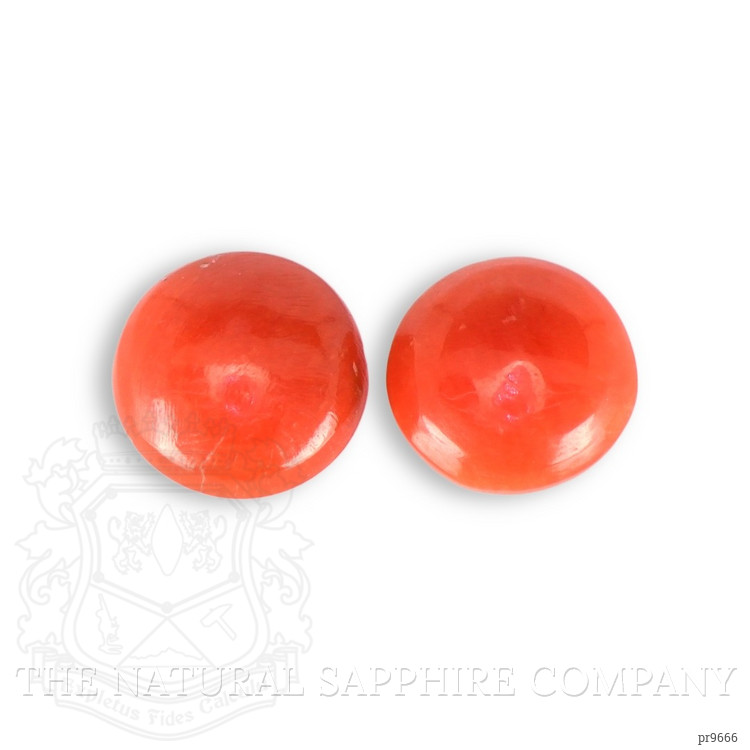0.92 Ct.Tw. Cabochon Coral Pair from Italy