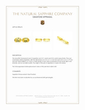 1.06 Ct.Tw.Total Carat Weight Yellow Sapphire Pair from Ceylon (Sri Lanka) Appraisal