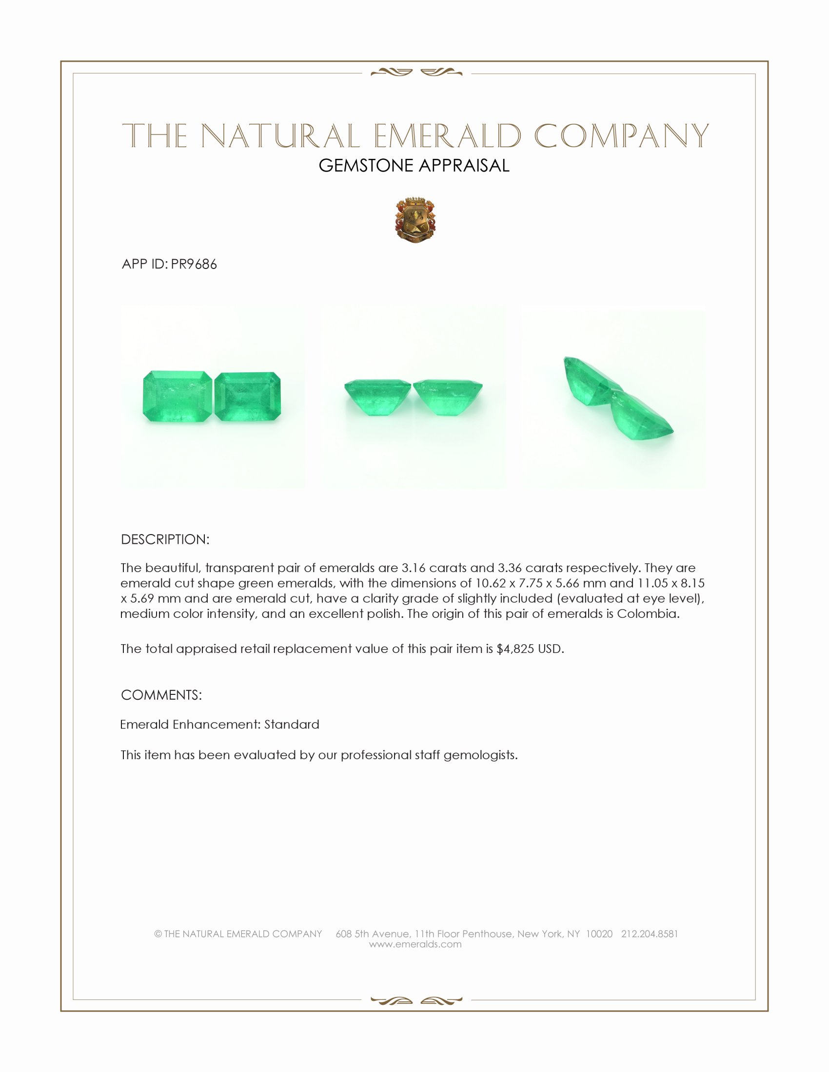 6.52 Ct.Tw. Emerald Pair from Colombia