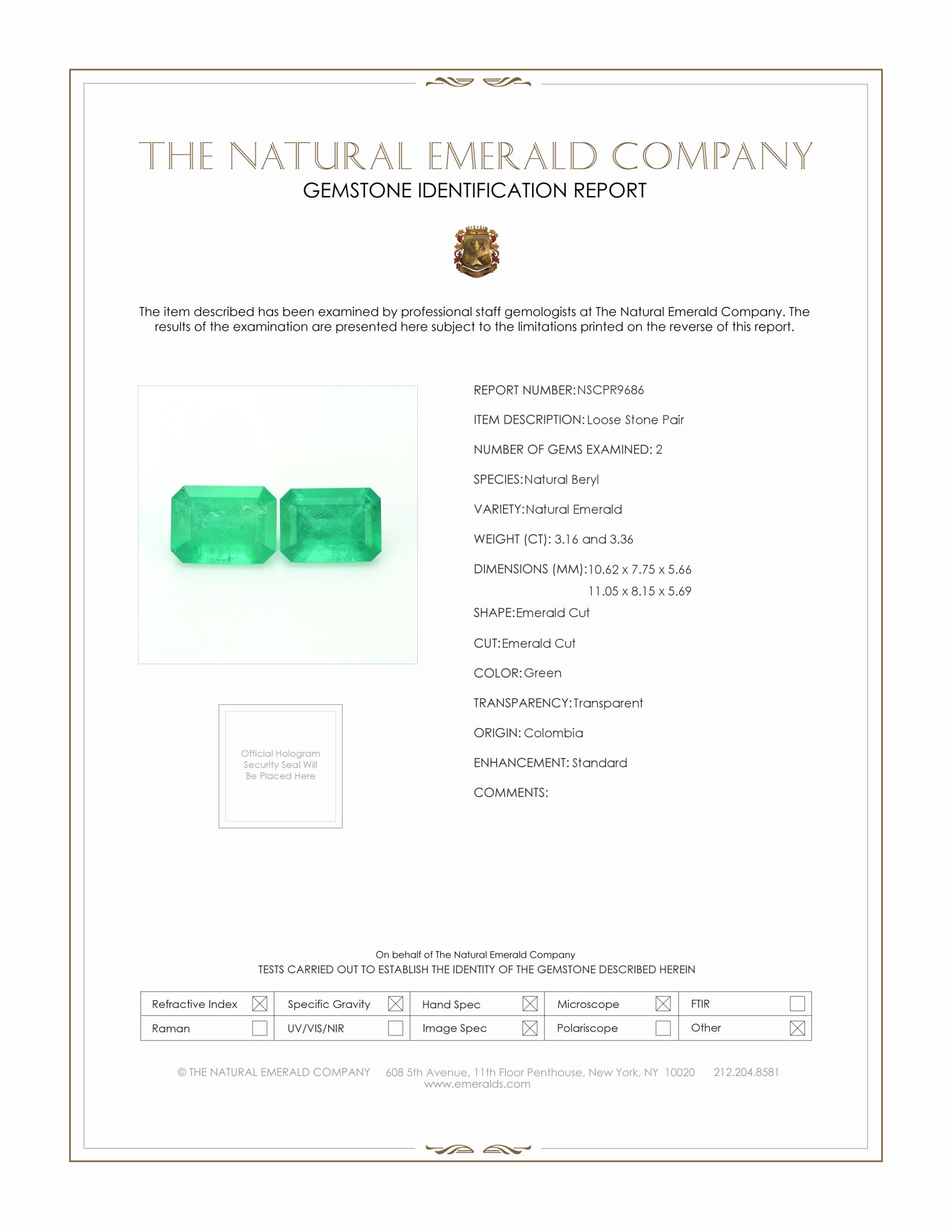 6.52 Ct.Tw. Emerald Pair from Colombia