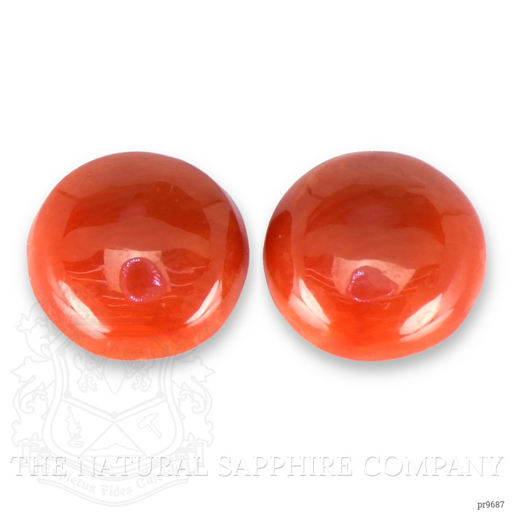 1.62 Ct.Tw. Cabochon Coral Pair from Italy