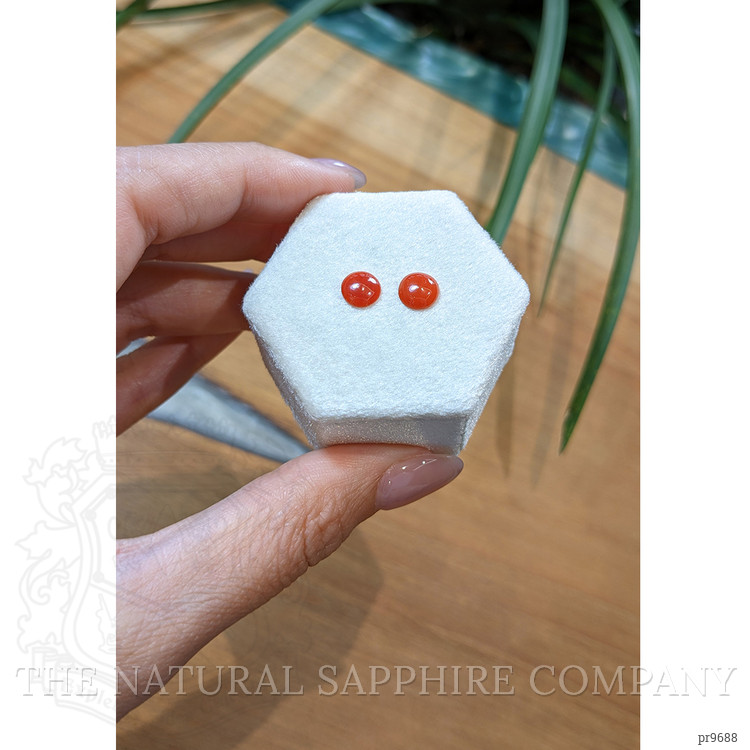 1.34 Ct.Tw. Cabochon Coral Pair from Italy