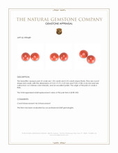 4.49&nbsp;Ct.Tw.Total Carat Weight Cabochon Coral Pair from Italy Appraisal