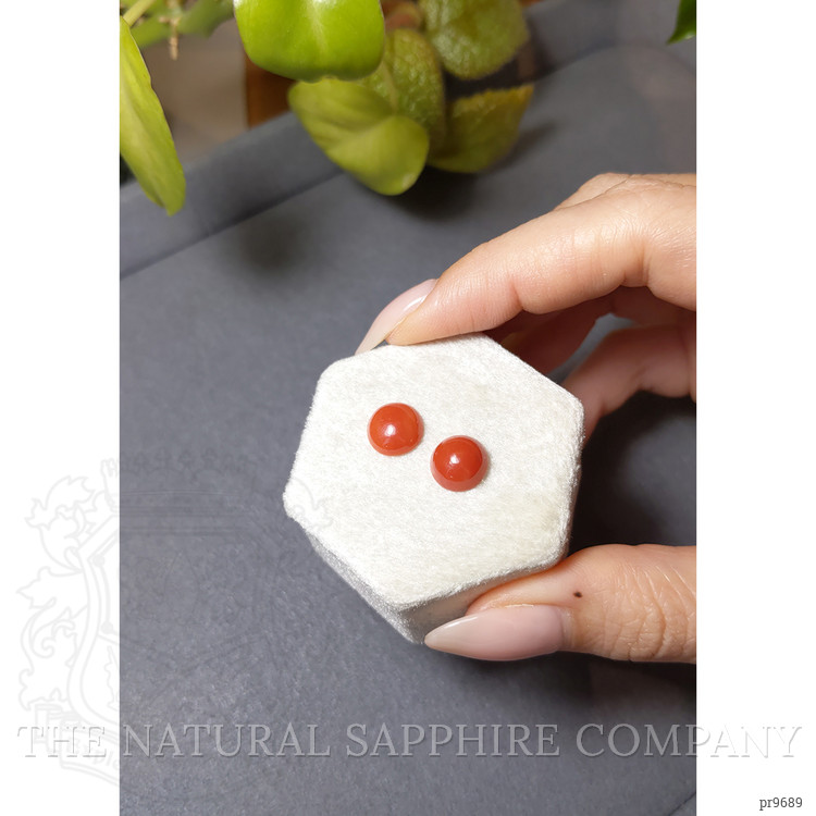 4.49 Ct.Tw. Cabochon Coral Pair from Italy