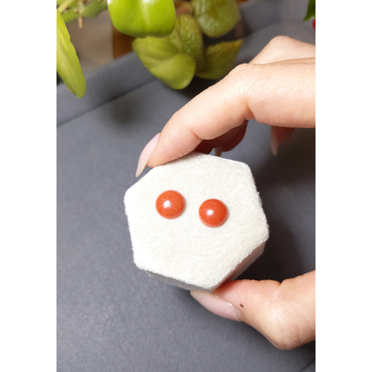 4.96 Ct.Tw. Cabochon Coral Pair from Italy