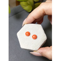 3.83 Ct.Tw.Total Carat Weight Cabochon Coral Pair from Italy Life Style