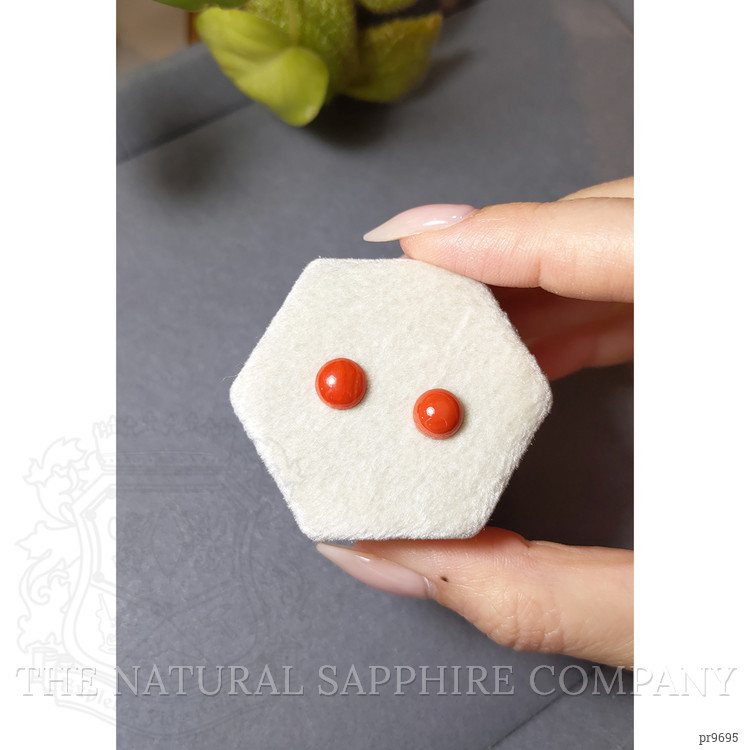 3.15 Ct.Tw. Cabochon Coral Pair from Italy