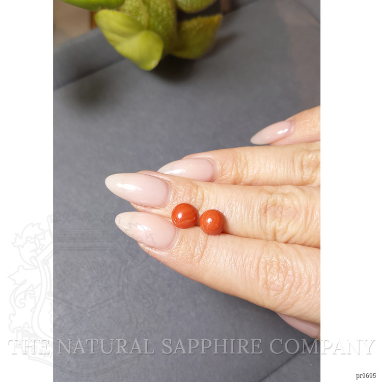 3.15 Ct.Tw. Cabochon Coral Pair from Italy