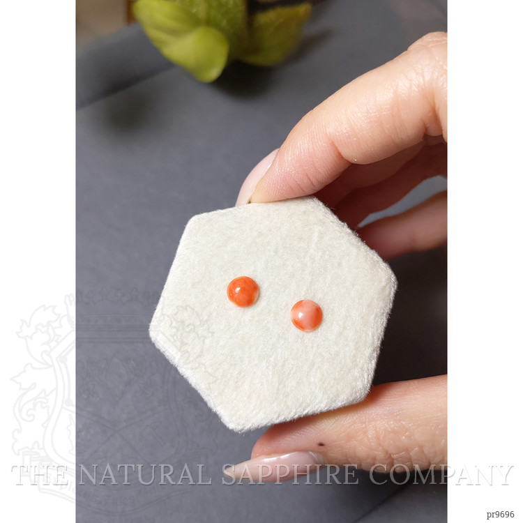 1.07 Ct.Tw. Cabochon Coral Pair from Italy