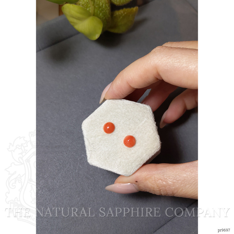 1.62 Ct.Tw. Cabochon Coral Pair from Italy