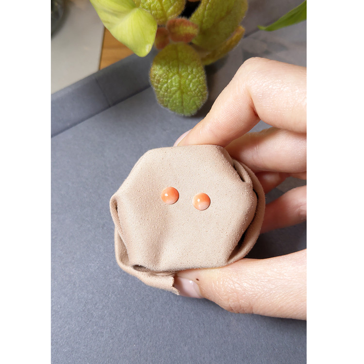 1.13 Ct.Tw. Cabochon Coral Pair from Italy