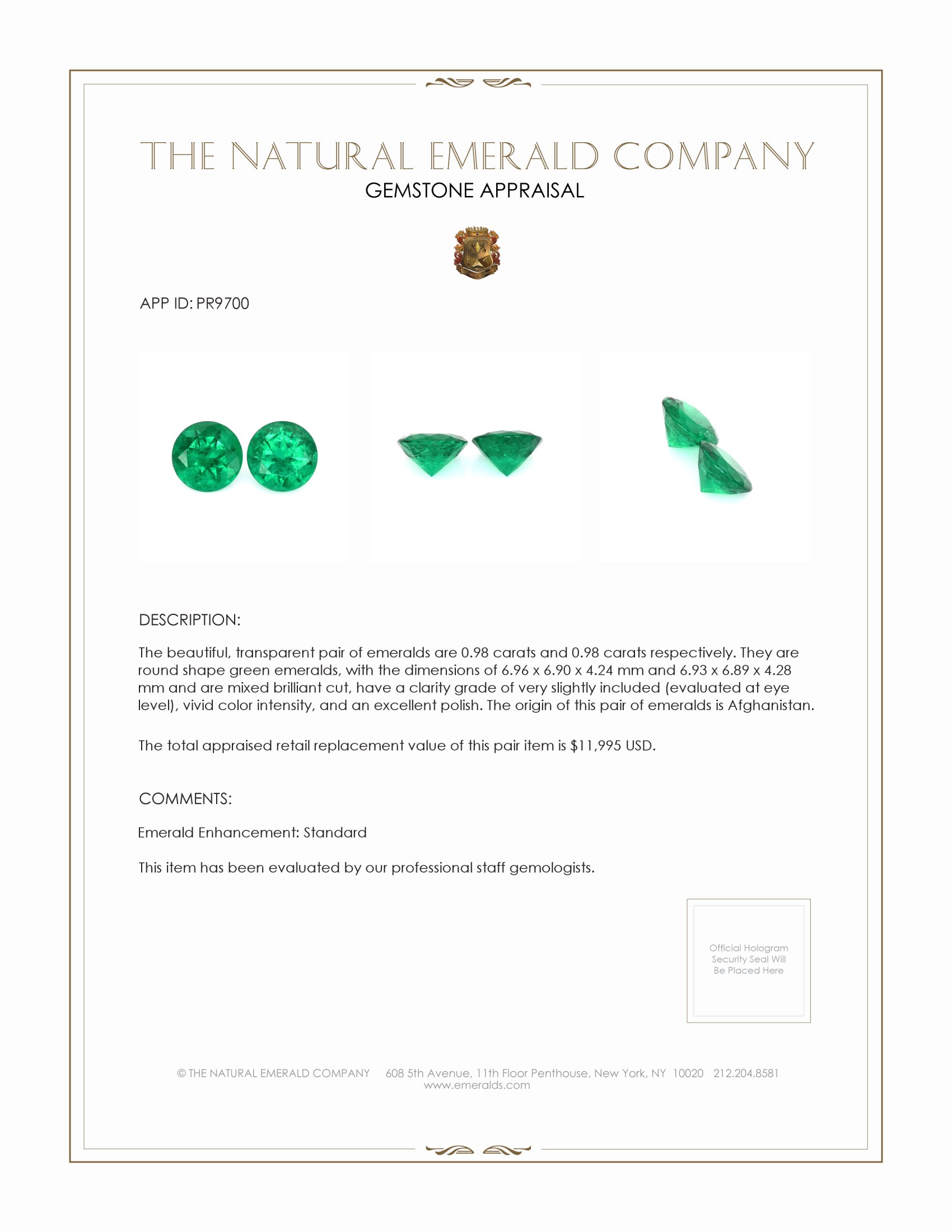 1.96 Ct.Tw. Emerald Pair from Afghanistan