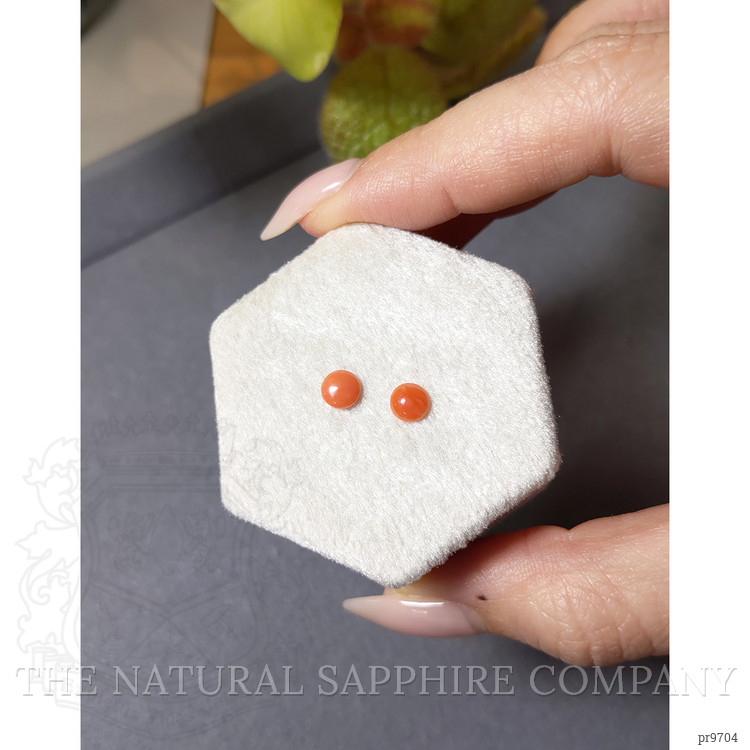 0.57 Ct.Tw. Cabochon Coral Pair from Italy