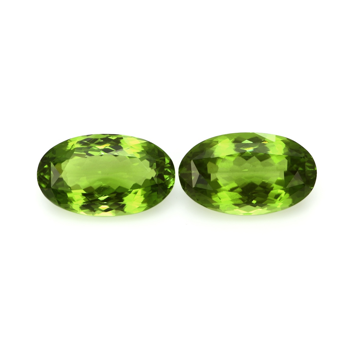 自家製 Peridot Genuine ハーフパン Green (Lime Green) Peridot Pair - Oval 21.27 Ct. - #PR9705 | The