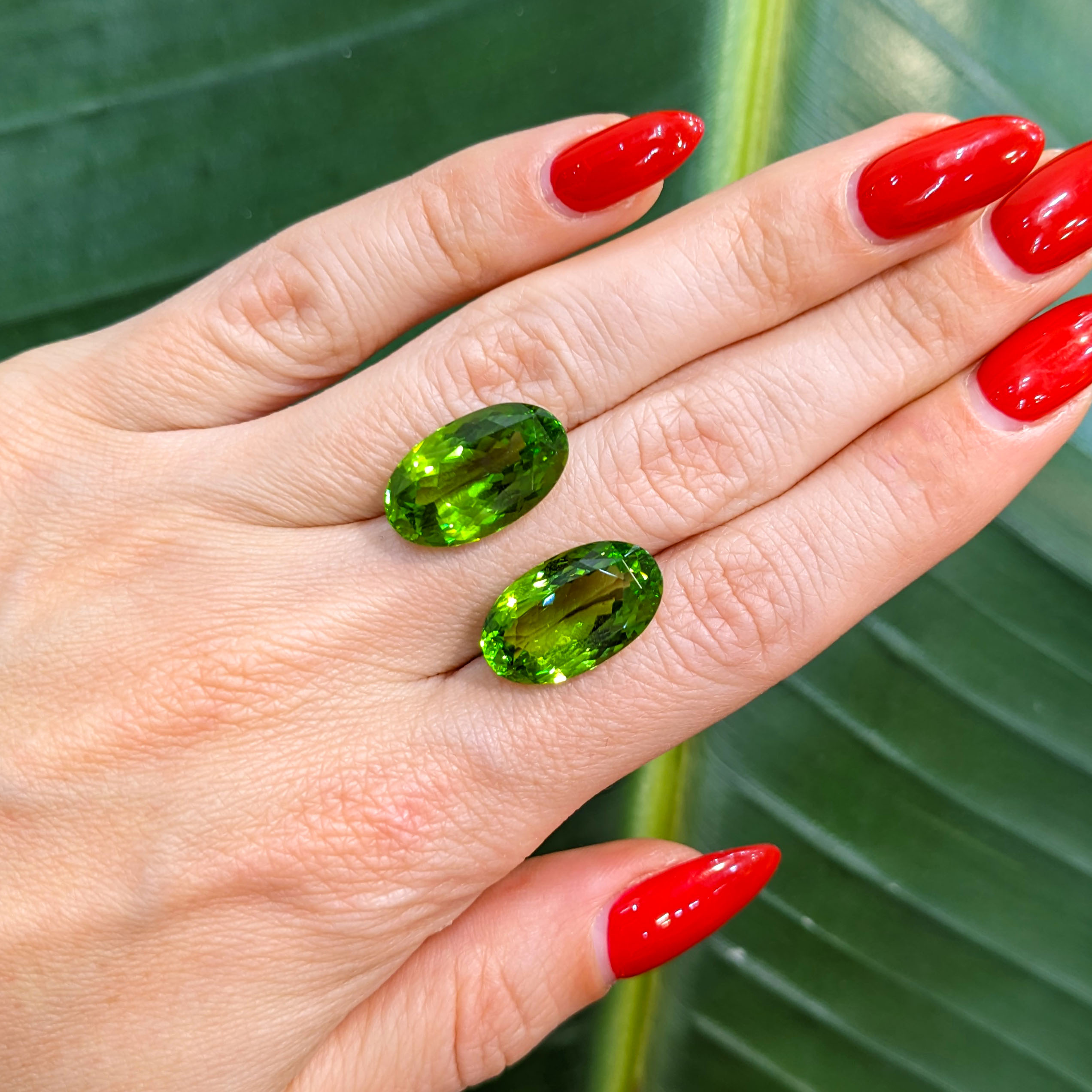 自家製 Peridot Genuine ハーフパン Green (Lime Green) Peridot Pair - Oval 21.27 Ct. - #PR9705 | The