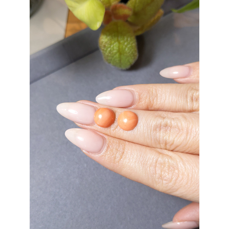 4.54 Ct.Tw. Cabochon Coral Pair from Italy