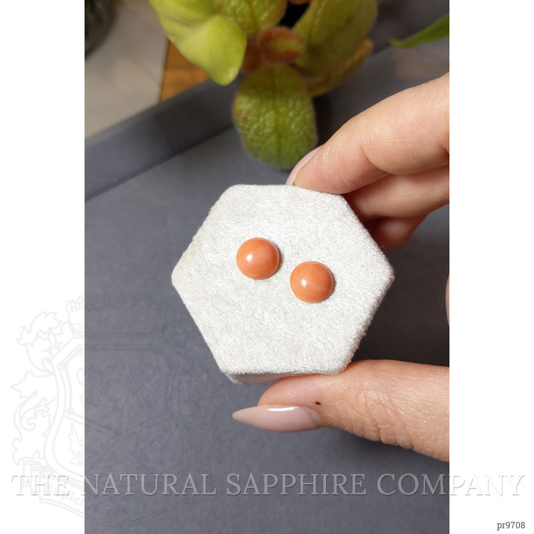 4.54 Ct.Tw. Cabochon Coral Pair from Italy