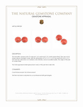 3.30 Ct.Tw.Total Carat Weight Salmon (Orange) Cabochon Coral Pair from Italy Appraisal