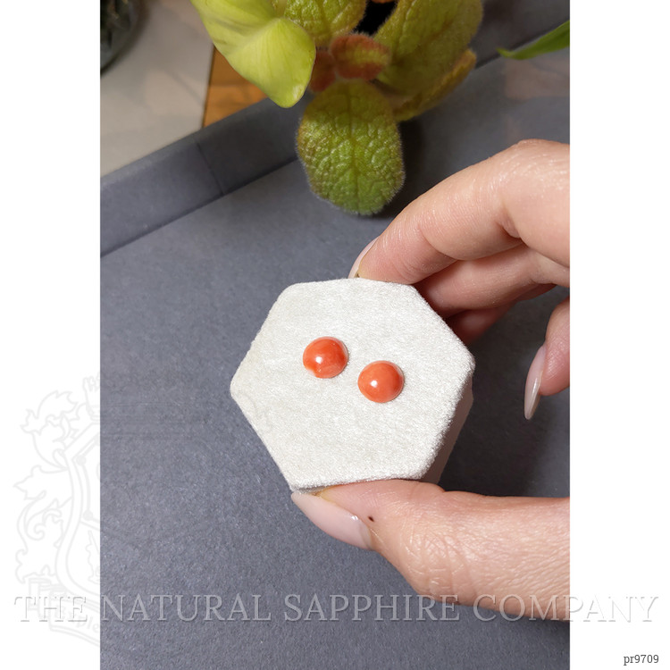 3.30 Ct.Tw. Cabochon Coral Pair from Italy