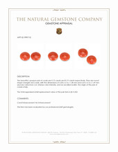 0.34 Ct.Tw.Total Carat Weight Cabochon Coral Pair from Italy Appraisal