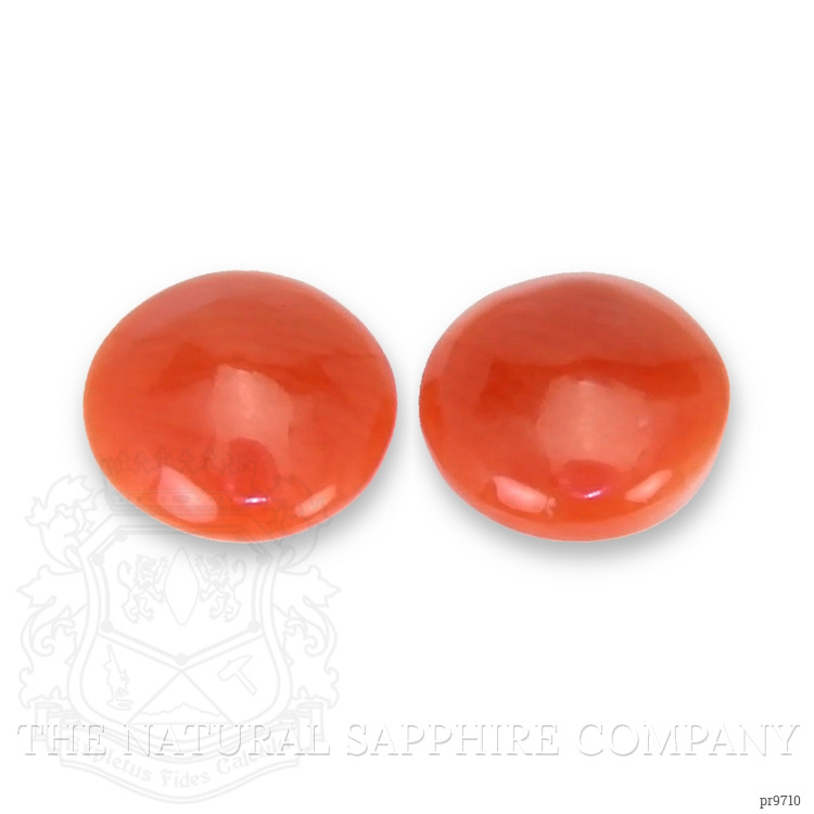 0.34 Ct.Tw. Cabochon Coral Pair from Italy
