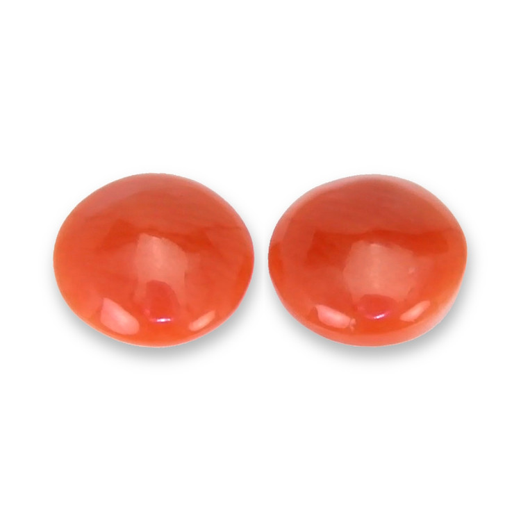 0.34 Ct.Tw. Cabochon Coral Pair from Italy