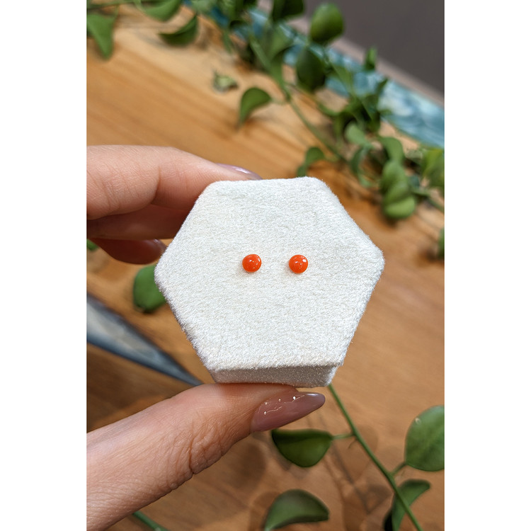 0.34 Ct.Tw. Cabochon Coral Pair from Italy