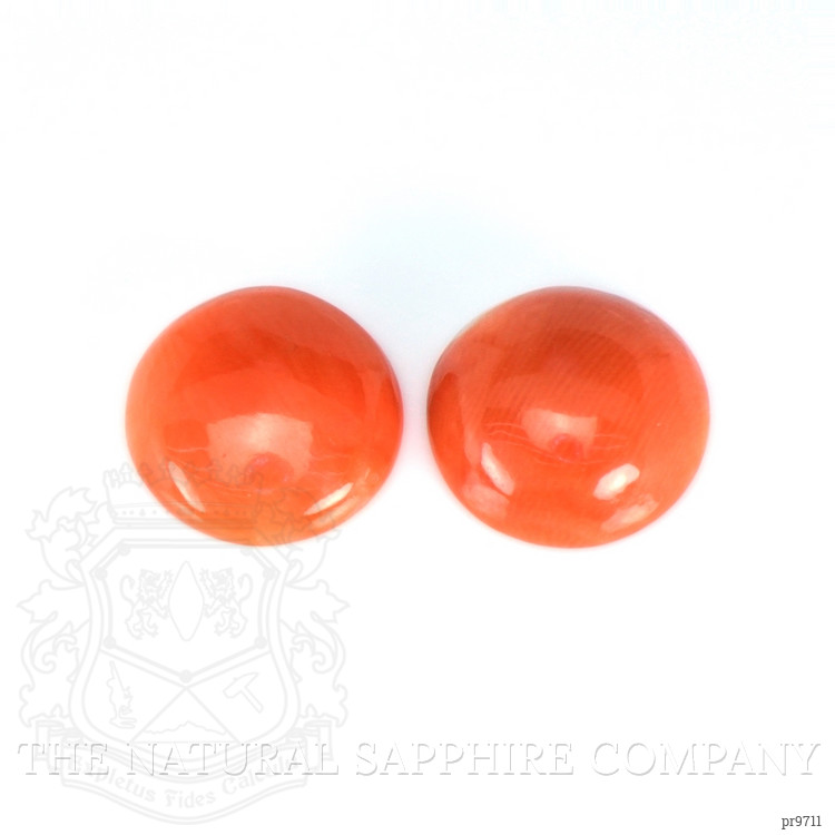 4.85 Ct.Tw. Cabochon Coral Pair from Italy
