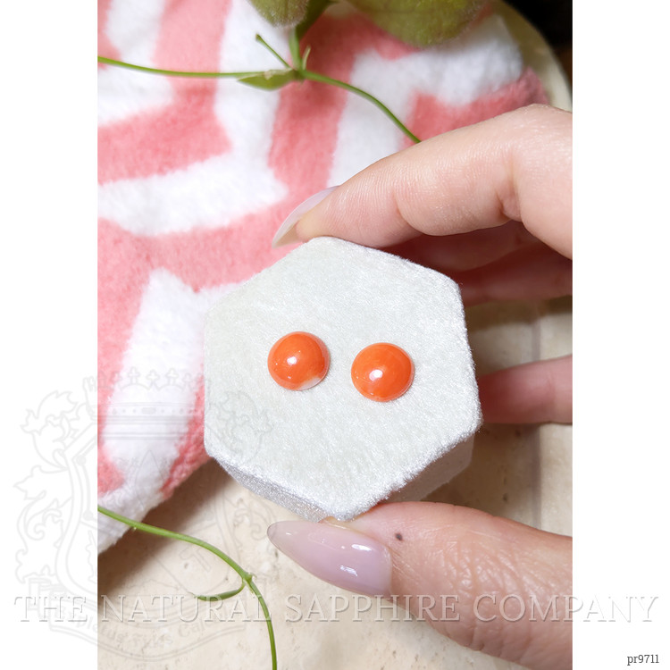 4.85 Ct.Tw. Cabochon Coral Pair from Italy