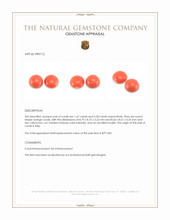 3.95 Ct.Tw.Total Carat Weight Orange Cabochon Coral Pair from Italy Appraisal