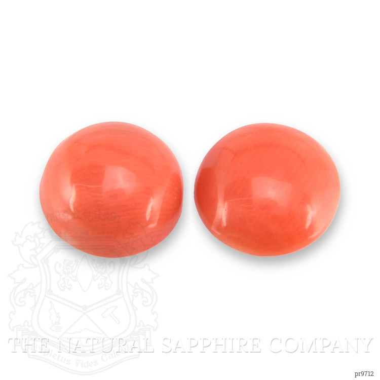 3.95 Ct.Tw. Cabochon Coral Pair from Italy