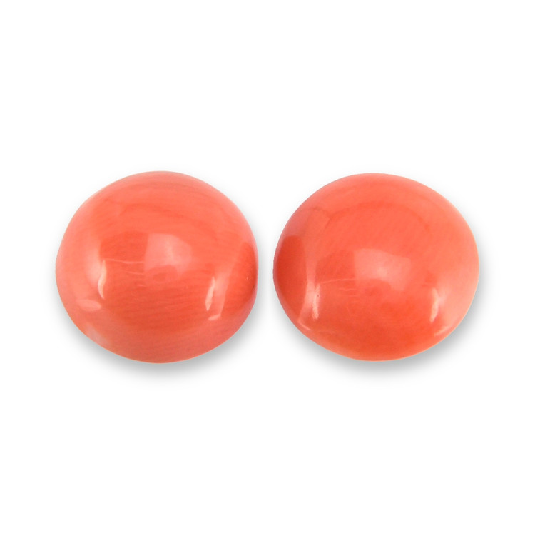 3.95 Ct.Tw. Cabochon Coral Pair from Italy