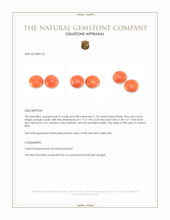 2.30 Ct.Tw.Total Carat Weight Salmon (Orange) Cabochon Coral Pair from Italy Appraisal