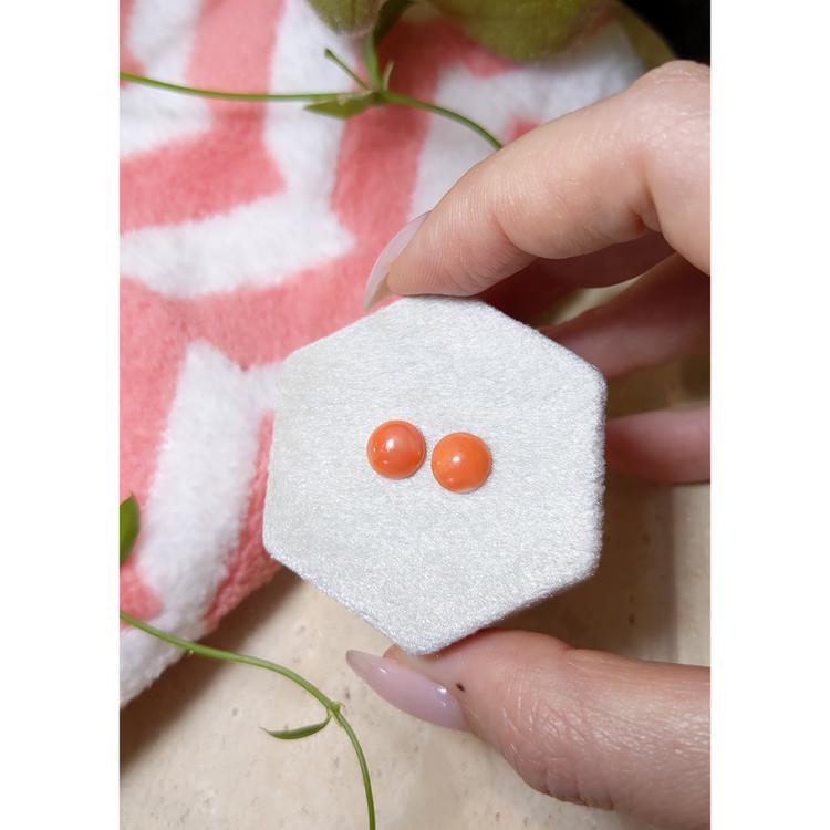 2.30 Ct.Tw. Cabochon Coral Pair from Italy