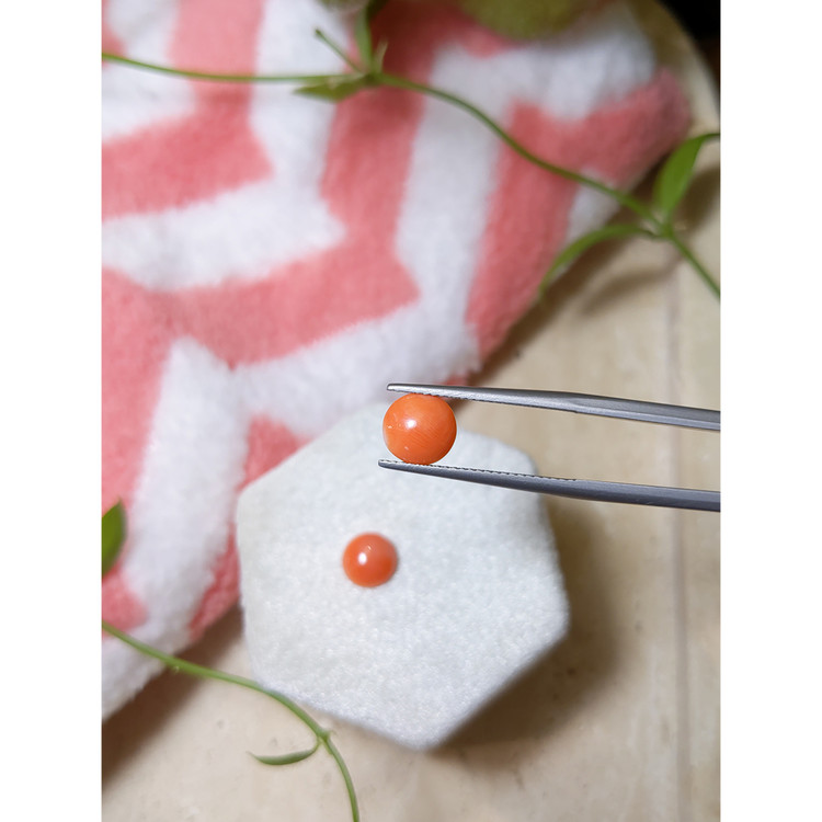 2.30 Ct.Tw. Cabochon Coral Pair from Italy