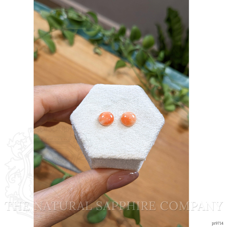 2.94 Ct.Tw. Cabochon Coral Pair from Italy