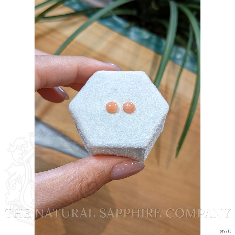 1.59 Ct.Tw. Cabochon Coral Pair from Italy