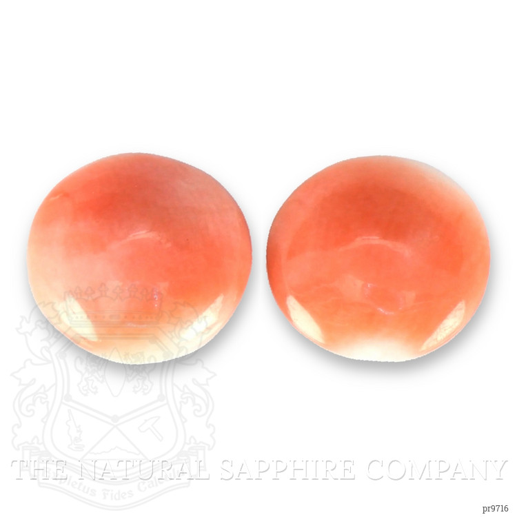 0.93 Ct.Tw. Cabochon Coral Pair from Italy