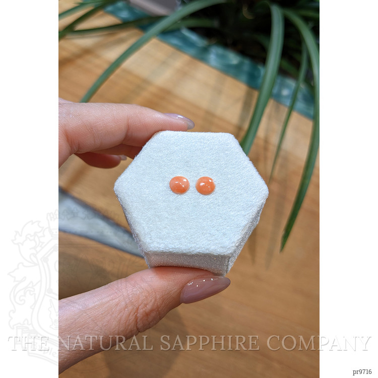 0.93 Ct.Tw. Cabochon Coral Pair from Italy