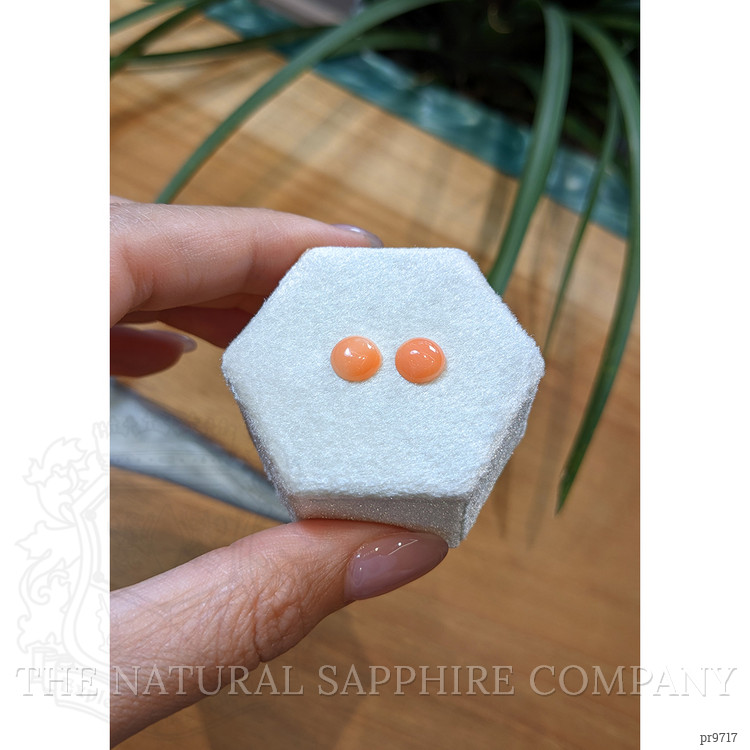 2.40 Ct.Tw. Cabochon Coral Pair from Italy