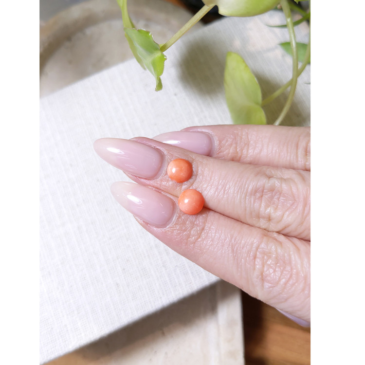 1.73 Ct.Tw. Cabochon Coral Pair from Italy